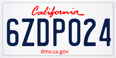 CA license plate 6ZDP024