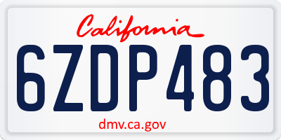 CA license plate 6ZDP483
