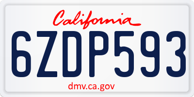 CA license plate 6ZDP593