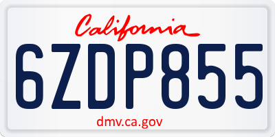 CA license plate 6ZDP855