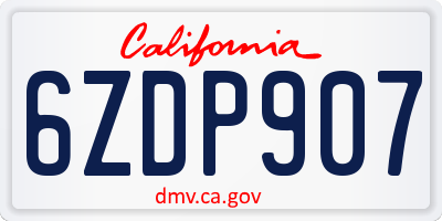 CA license plate 6ZDP907