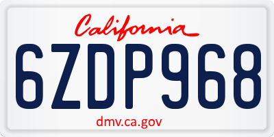 CA license plate 6ZDP968