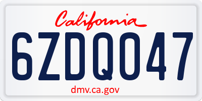 CA license plate 6ZDQ047