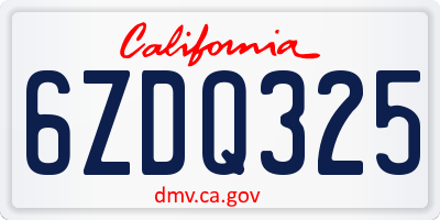 CA license plate 6ZDQ325