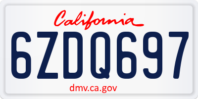 CA license plate 6ZDQ697