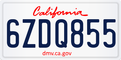CA license plate 6ZDQ855