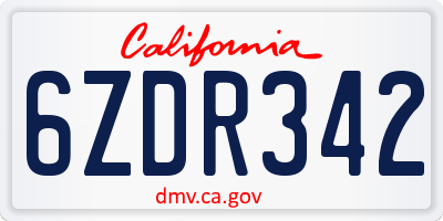 CA license plate 6ZDR342