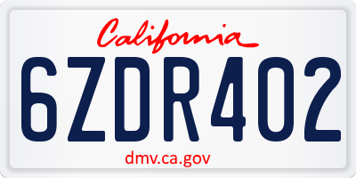 CA license plate 6ZDR402