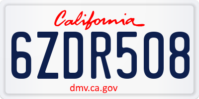 CA license plate 6ZDR508