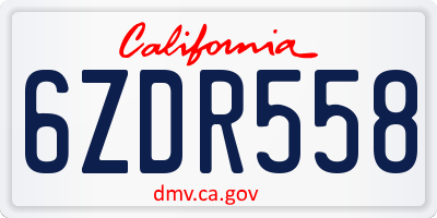 CA license plate 6ZDR558