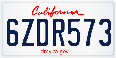 CA license plate 6ZDR573