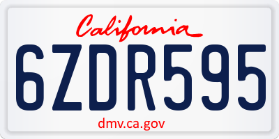 CA license plate 6ZDR595