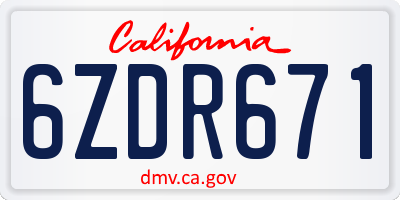CA license plate 6ZDR671