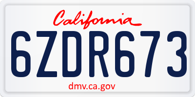 CA license plate 6ZDR673