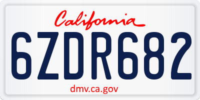 CA license plate 6ZDR682