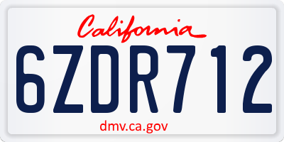 CA license plate 6ZDR712