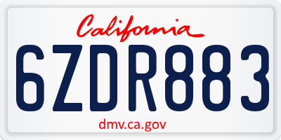 CA license plate 6ZDR883