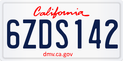 CA license plate 6ZDS142