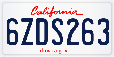 CA license plate 6ZDS263