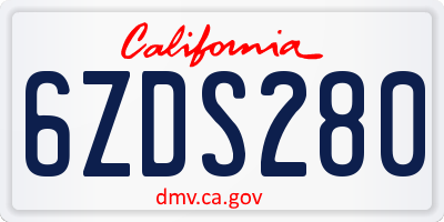 CA license plate 6ZDS280