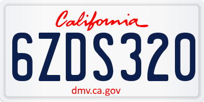 CA license plate 6ZDS320