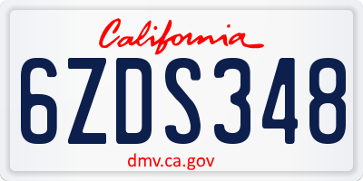 CA license plate 6ZDS348