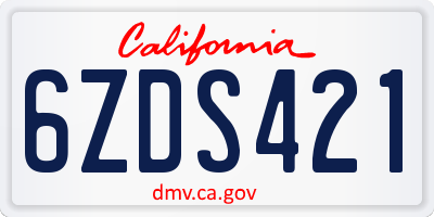 CA license plate 6ZDS421