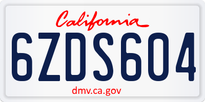CA license plate 6ZDS604