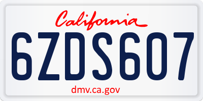 CA license plate 6ZDS607