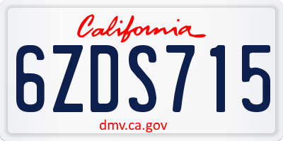 CA license plate 6ZDS715