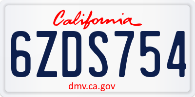 CA license plate 6ZDS754