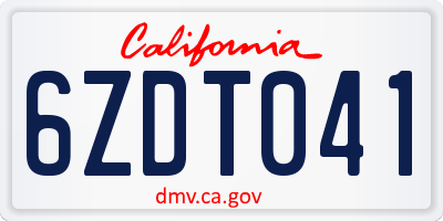 CA license plate 6ZDT041