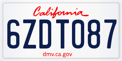CA license plate 6ZDT087