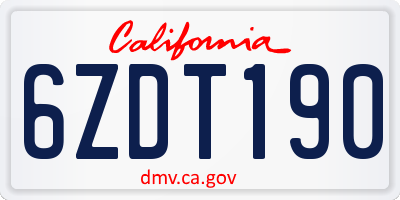 CA license plate 6ZDT190