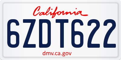 CA license plate 6ZDT622