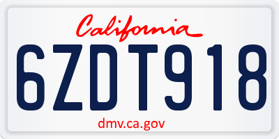 CA license plate 6ZDT918