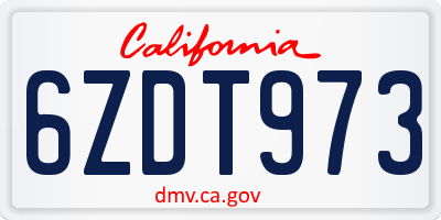 CA license plate 6ZDT973