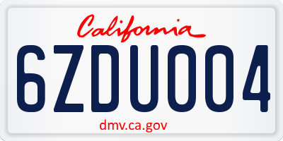 CA license plate 6ZDU004
