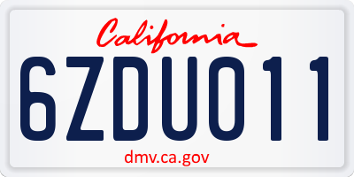 CA license plate 6ZDU011