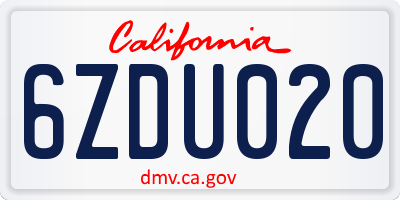 CA license plate 6ZDU020