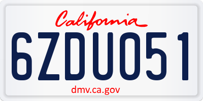 CA license plate 6ZDU051