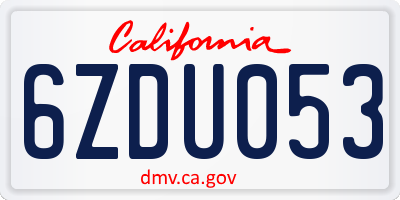 CA license plate 6ZDU053