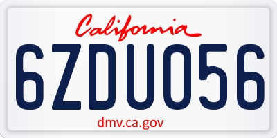 CA license plate 6ZDU056