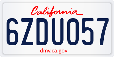 CA license plate 6ZDU057