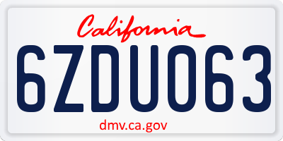 CA license plate 6ZDU063