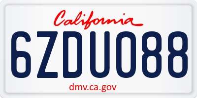 CA license plate 6ZDU088