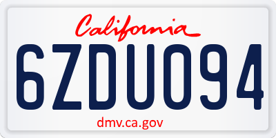 CA license plate 6ZDU094