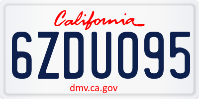 CA license plate 6ZDU095
