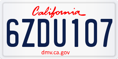 CA license plate 6ZDU107