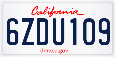 CA license plate 6ZDU109